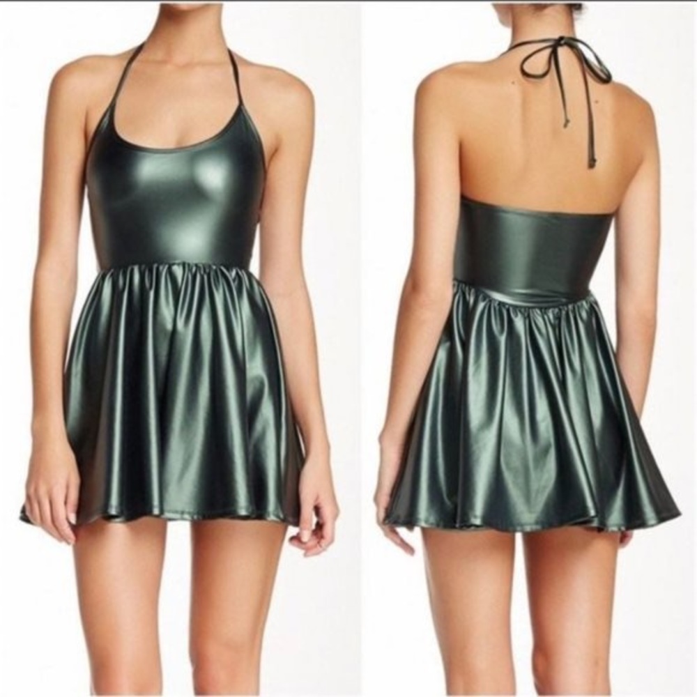 American Apparel Green Nylon skater dress size M